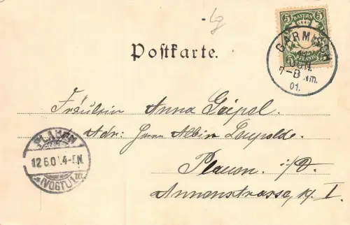 Partenkirchen und Kramer Postkarte 1901