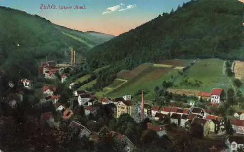 Ruhla Untere Stadt Ansicht Postkarte AK