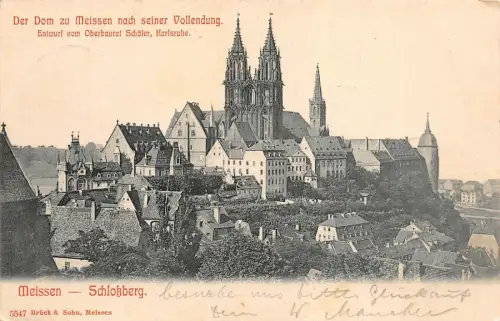 Schlossberg und Dom in Meissen Sachsen Postkarte AK 1906