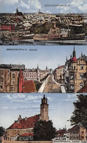 Brandenburg a. H. Jakobstr. Altstädt. Rathaus Postkarte AK