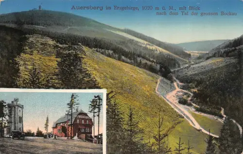 Auersberg im Erzgebirge Blick Tal der grossen Bockau Postkarte AK