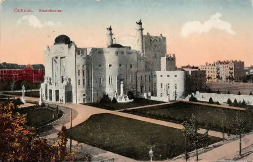 Cottbus Stadttheater Postkarte 1918 gel Kirchhain