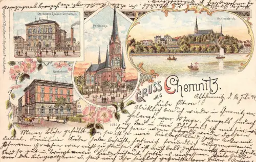 AK Chemnitz Sachsen Litho Postkarte 1899