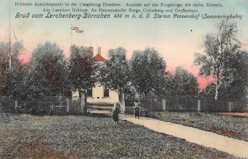 Gruß vom Lerchenberg-Börnchen 428m ü. d. O. Station Possendorf Postkarte AK