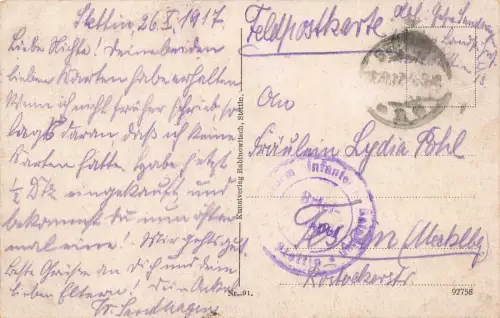 Garnisonkirche u. Dampfschiffbollwerk Stettin Pommern Panorama-Postkarte AK 1917