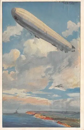 Reichsmarineluftschiff Wacht an deutscher Ostseeküste Patriotika AK 1916