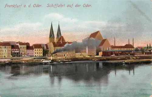 Frankfurt a. d. Oder Schiffahrt auf der Oder Postkarte AK 1910