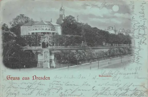 Gruss aus Dresden Belvedere Mondschein Postkarte 1898