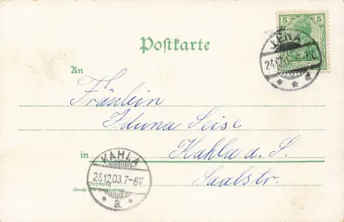 Fröhliche Weihnachten Vollmond Stern Engelskind Flügel Blume Postkarte AK 1903