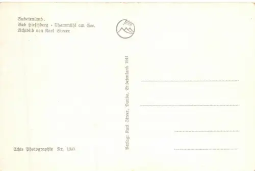 Sudetenland Bad Hirschberg Thammühl am See Postkarte AK