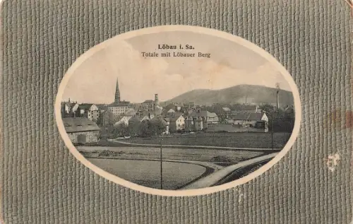 Totale mit Löbauer Berg Löbau Sachsen Postkarte AK 1913