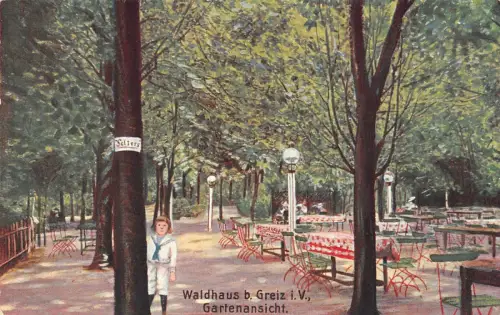 Waldhaus b. Greiz i.V. Gartenansicht Postkarte AK