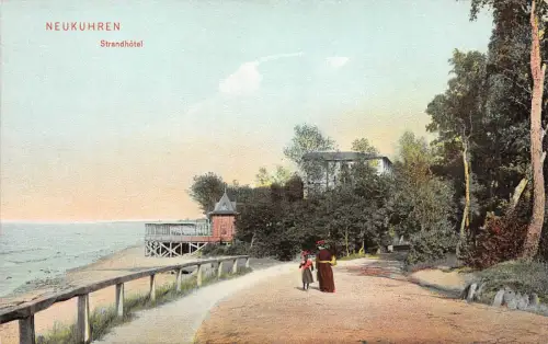 Neukuhren Pionerski Frau mit Kind am Strand Postkarte 1905