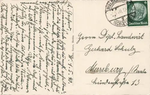Oderpartie mit Dampferschiffe in Stettin Pommern Postkarte AK 1940