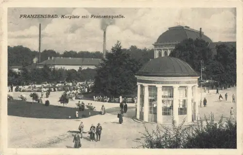 Kurplatz mit Franzensquelle Franzensbad Böhmen Postkarte AK 1926