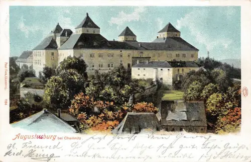 Die Augustusburg bei Chemnitz Sachsen Postkarte AK 1900