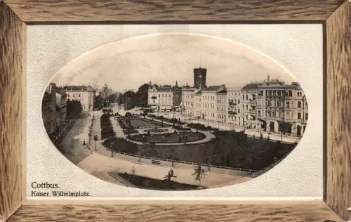 Cottbus Kaiser Wilhelmsplatz Postkarte geprägt 1910