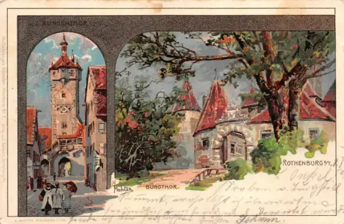 Rothenburg o/T. Burgthor Klingenthor Postkarte AK 1902