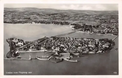 Blick auf Lindau vom Flugzeug aus Bayern Postkarte AK 1938