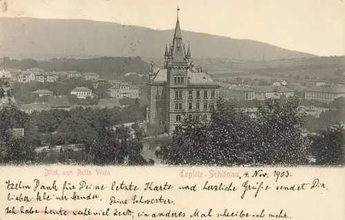 Blick von Bella Vista Teplitz-Schönau Teplice Böhmen Postkarte AK 1903