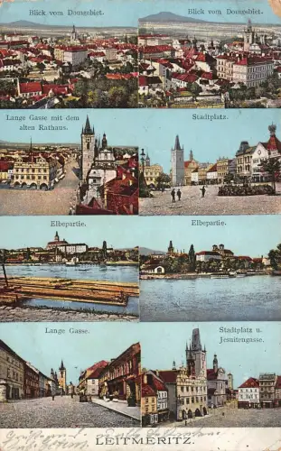 Leitmeritz Blick vom Domgebiet Lange Gasse Altes Rathaus Elbepartie AK 1915