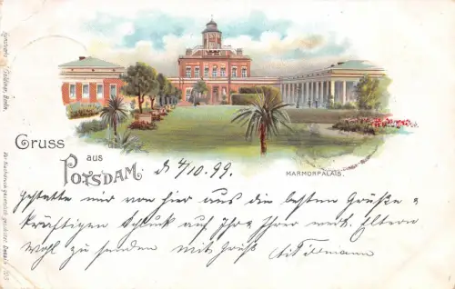 Gruss aus Potsdam Marmorpalais Postkarte AK 1899