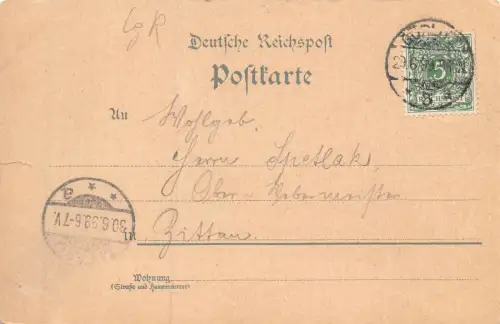 Gruss von der Landeskrone Görlitz Körner Denkmal Postkarte AK 1899