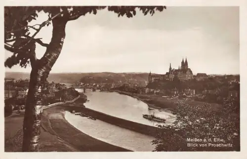 Stadtansicht Blick von Proschwitz auf Meißen an der Elbe Sachsen AK 1929