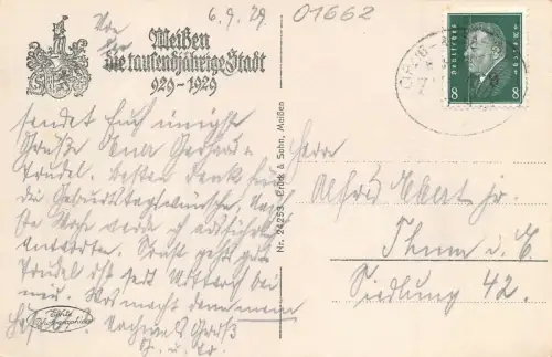 Stadtansicht Blick von Proschwitz auf Meißen an der Elbe Sachsen AK 1929