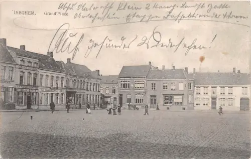 Iseghem Grand Place Markt Geschäfte Belgien 1915
