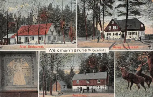 Neu und Altes Restaurant Weidmannsruhe Reudnitz Greiz Thüringen Postkarte