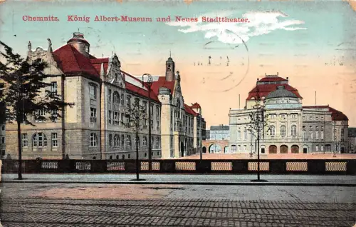 Chemnitz Sachsen König Albert-Museum Neues Stadttheater AK 1912