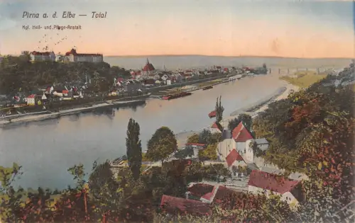 Pirna a. d. Elbe Total Kgl. Hell- und Pflege-Anstalt Feldpostkarte AK 1918