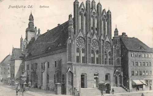 Frankfurt (Oder) Brandenburg Männer am Rathaus Postkarte 1908
