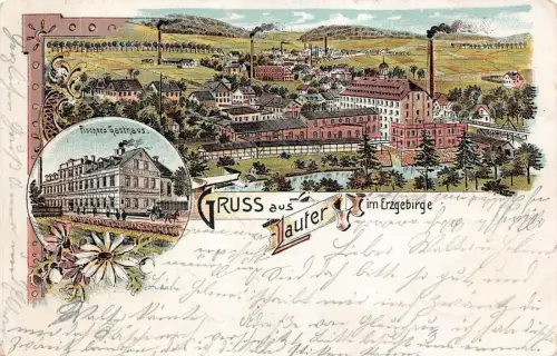 Gruss aus Lauter im Erzgebirge Fischer's Gasthaus Postkarte AK 1908