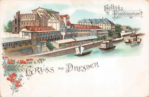 Gruss aus Dresden Helbigs Etablissement Postkarte