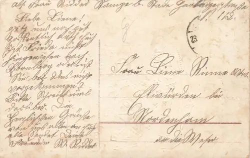 Gesegnetes Weihnachtsfest! Christkind Joseph Maria Schafe Postkarte AK