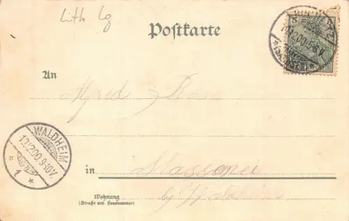 Gruss aus Rochlitz mit Gasthaus, Schloss, Kirche Sachsen Litho Postkarte AK 1900