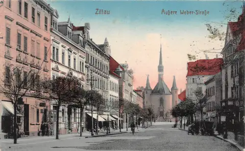 Zittau Äußere Weber Strasse Postkarte 1928