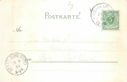 Heidelberg Schloss mit Neckar Baden-Württemberg Postkarte AK 1898