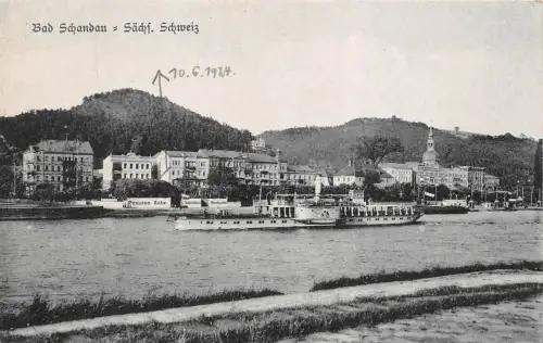 Partie an der Elbe Bad Schandau Sächsische Schweiz Sachsen Postkarte AK