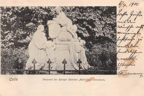Celle Denkmal der Königin Caroline Mathilde v. Dänemark Postkarte AK 1901