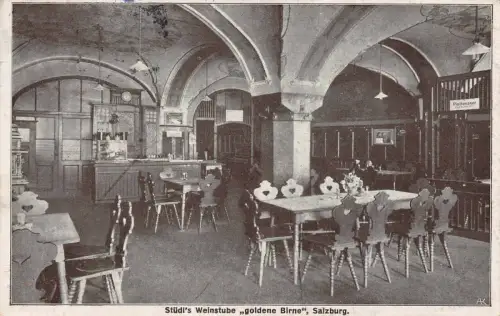 Stüdi's Weinstube "goldene Birne" Salzburg Postkarte AK 1920