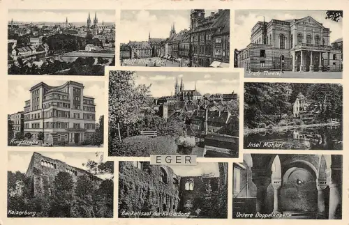 Eger (Cheb) Stadt-Theater Untere Doppelkapelle Kaiserburg AK