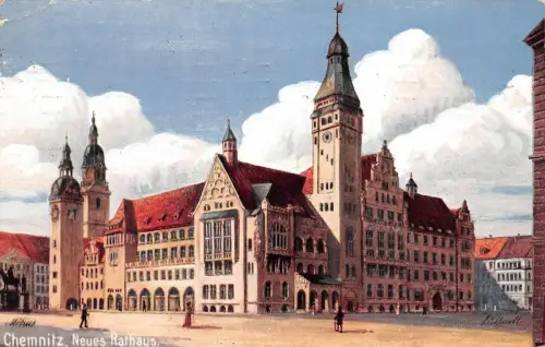 Chemnitz Neues Rathaus Postkarte 1912