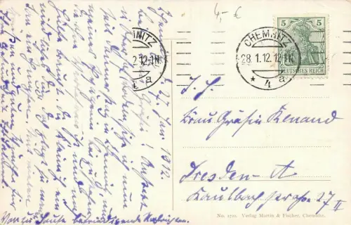 Chemnitz Neues Rathaus Postkarte 1912