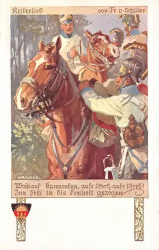 Kameraden aufs Pferd, ins Feld Patriotika Postkarte AK