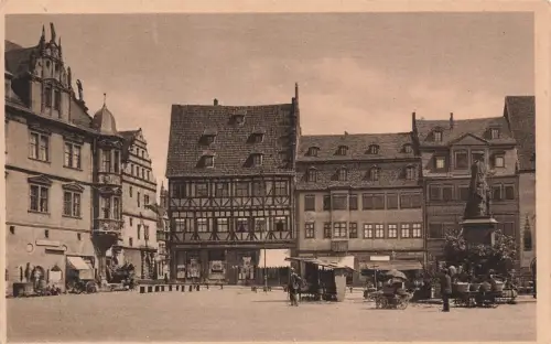 Marktplatz mit Denkmal in Coburg Bayern Postkarte AK