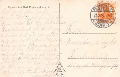 Baasee bei Bad Freienwalde an der Oder gelaufen 1918