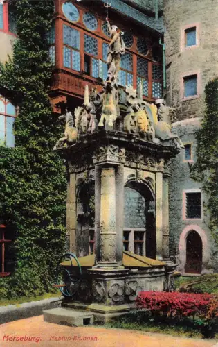 Ansicht Neptun-Brunnen in Merseburg Sachsen-Anhalt Postkarte AK 1927